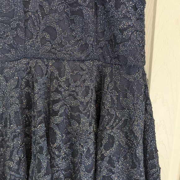 Juniors Formal Navy Blue and Rainbow Foil Dress Size 1 - Picture 2 of 6